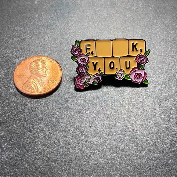 F You Scrabble Words Enamel Pin/ Brooch - Picture 3 of 6